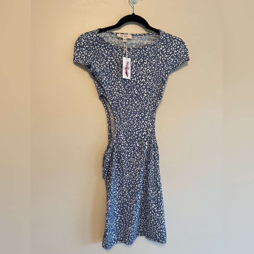 Blue Floral Cutout Dress NWT